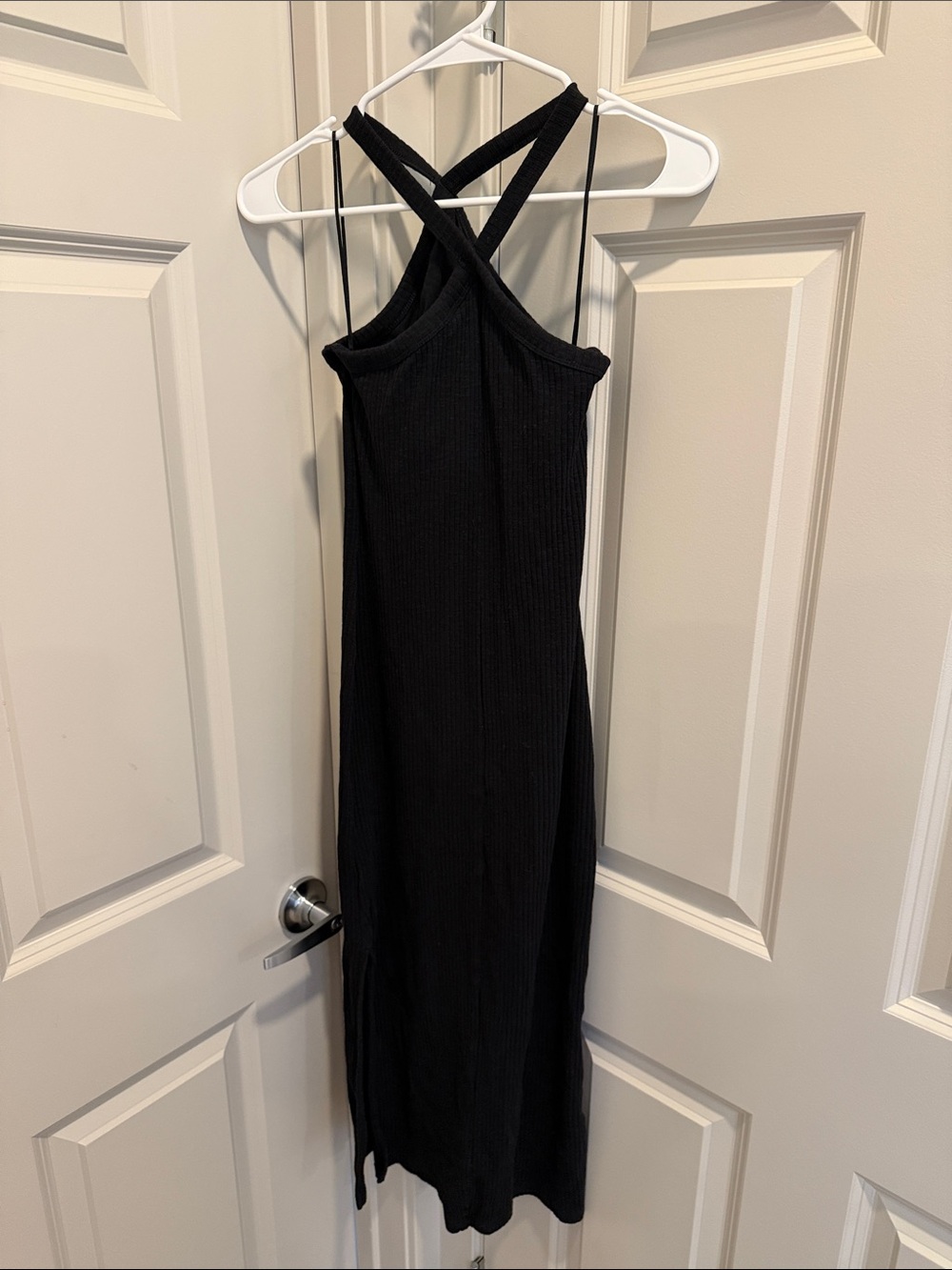 Old Navy Black Ribbed Cross-Back Midi Dress